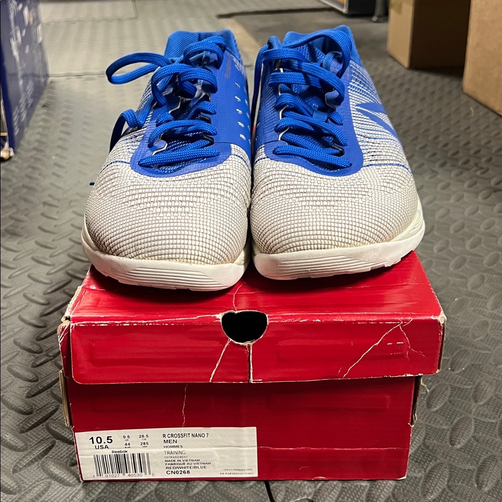 Pre-Owned: Men’s Red, White, & Blue Reebok CrossFit Nano 7.0 Size 10.5